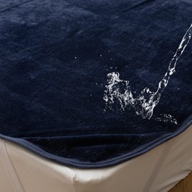 Niceday mofua 50600422 Warm and Waterproof Sheet Mattress Protector, Dark Navy, Queen 63.0 x 78.7 inches (160 x 200 cm), Premium Microfiber, Cover, With Securing Elastics, Soft, Stain Resistant, 2-in-1, Caregiving, Pets, Bedwetting Protection, Washable