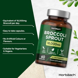 Broccoli Sprout Extract 18,000mg – High-Strength Activated Sulforaphane Supplement – 60 Vegan Capsules by Horbaach