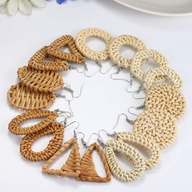 Flongo Bohemian Earrings Set, Tassel Hoop Earrings, Tassel Drop Pendant for Women, Girls, Summer, Beach, Base Metal