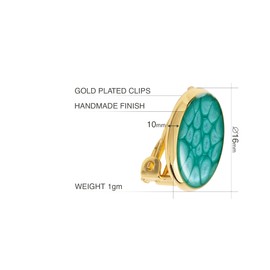 Elegant Small Round Clip on Earrings - Non Pierced Ears for Women (Style 22 - Calour Light Blue Gold)