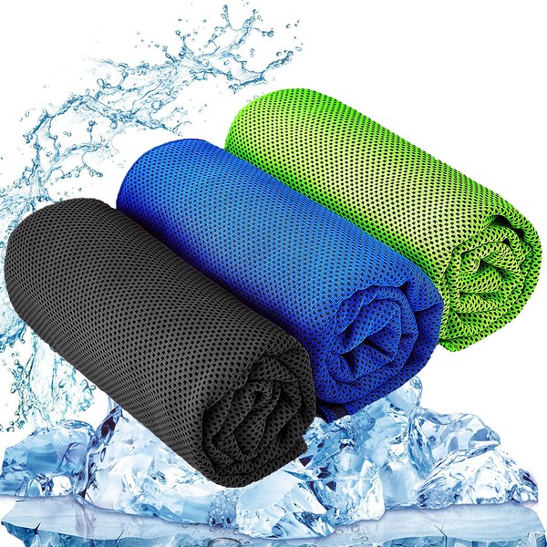 YQXCC 3 Microfibre Cooling Towel 120 x 30 cm for Instant Cooling Relief, Cold Towel