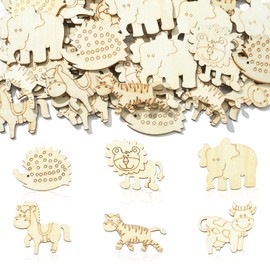 UR Urlifahall 100 Pcs Animal Wood Cutouts Ornaments Unfinished Wood Pieces Blank Wooden Ornaments Paint Slices for DIY Craft Supplies