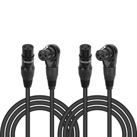 2-Pack Right Angle XLR Mic Extension Cable Adapter 0.6 Feet, 90 Degree XLR Female to Straight Female 3-Pin Microphone Connector Extender Cord for Speaker, Recording Studio, Audio Interface, Amplifier