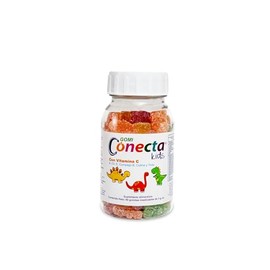 GomiConecta Kids - Multivitamínico para Niños con Vitamina C, D3, Zinc y Colina | Suplemento Alimenticio en Gomitas sabor Frutal, Forma de Dinosaurio 