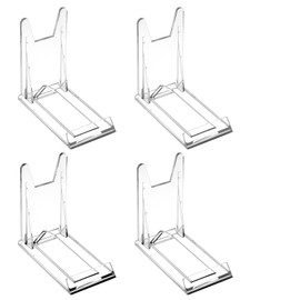 Nogeqi 4 Stück Acryl Display Ständer, Verstellbar Tellerständer, Acryl Ständer, Transparente Tellerhalter, Bilderständer Verstellbare Kartenständer für Bücher, Elektronik, Fotos Deko
