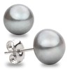 Women's Pearl Earrings Grey Freshwater Cultured Pearls Button Shape Grey
