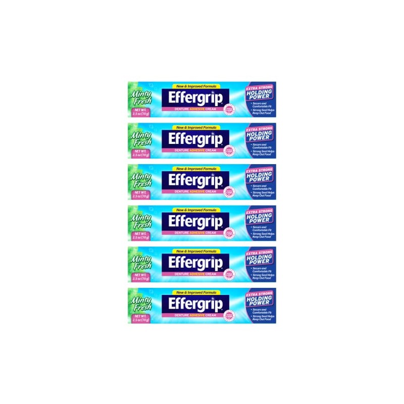 Effergrip Denture Adhesive Cream, Extra Strong Holding Power, 2.5 oz.