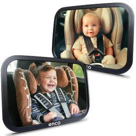 Onco Baby Car Mirror Rear Facing (2-Pack) - Award-Winning Car Mirror for Baby 100% Shatterproof Baby Mirror for Car Journeys, Shakeproof Car Seat Mirror for Baby Rear Facing, Universal Car Baby Mirror