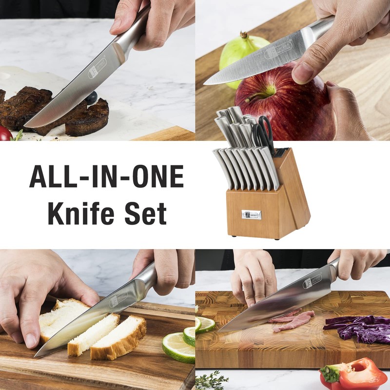 JF JAMES.F Knife Set, 17 Piece Dishwasher Safe Kitchen Knife