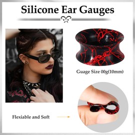 ONESING 8Pcs Silicone Gauges for Ears 00G Flexible Ear Tunnels Gauges Double Flared Ear Gauges Hypoallergenic Ear Expander Stretching Set for Women Men-Multicolor A
