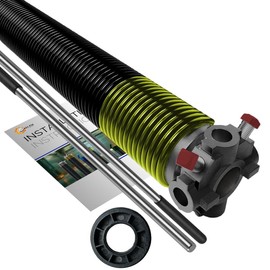 Garage Door Torsion Spring 207x1.75x31 for Right Side of Garage Door with 1" Nylon Bushing and Winding Bars, Precision E-Coating 5-Year Warranty Minimum 30,000 Cycles (Black Cone)
