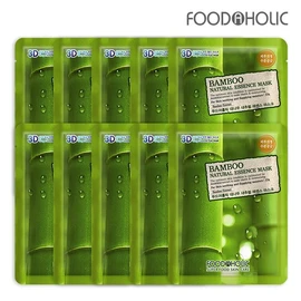 Food Aholic 3D Bamboo Natural Essence Mask Pack (10 Sheets) / 3D 대나무 내추럴에센스 마스크팩(10매)