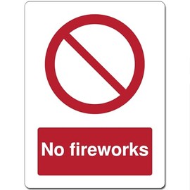 Red Circle Prohibited Act Metal Sign For Office Work Site School 15cm x 20cm - No fireworks