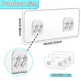 cobee 8 Pcs Shower Caddy Adhesive Replacement, Shower Adhesive Hooks Wall Hooks, Transparent Strong Adhesive Hooks, No Drilling Wall Mount Hooks for Shower Caddy Shelves Rack(4 Pcs Set)