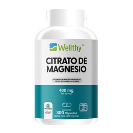 Wellthy Citrato Magnesio 300 Cápsulas 400mg 100 Natural Veganas Días Consumo