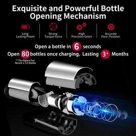 Oaklete Electric Wine Opener, 6-in-1 Rechargeable Wine Bottle Opener set includes Automatic Corkscrew Wine Opener, Foil Cutter, Vacuum Wine Stopper, etc. Ideal gift for Wine Lovers (Silver)