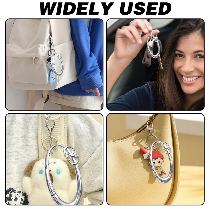 Silver Zinc Alloy Double Star Push Button Large Keychain, Cute