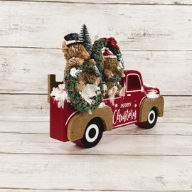 AGD Christmas Decor - Highland Scottish Cow Vintage Truck Figurine Decor