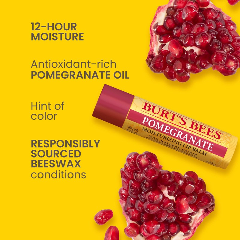 Burt's Bees Lip Balm - Pomegranate, Lip Moisturizer With Responsibly