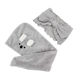 IWOWHERO Fast Drying Hair Towel Wrap with Elastic Headband Absorbent Coral Fleece Shower Cap for Drying Travel