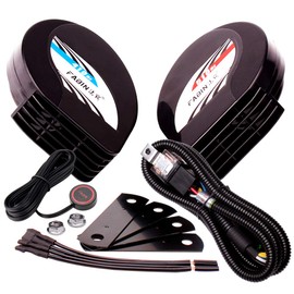 FARBIN Compact Horn 12V Auto Horn Two-Tone Waterproof Car Horn Electric Snail Horn Set with Relay Harness, Applicable to Any 12V Vehicle (12V, Compact Horn + Relay Harness + Button Switch)