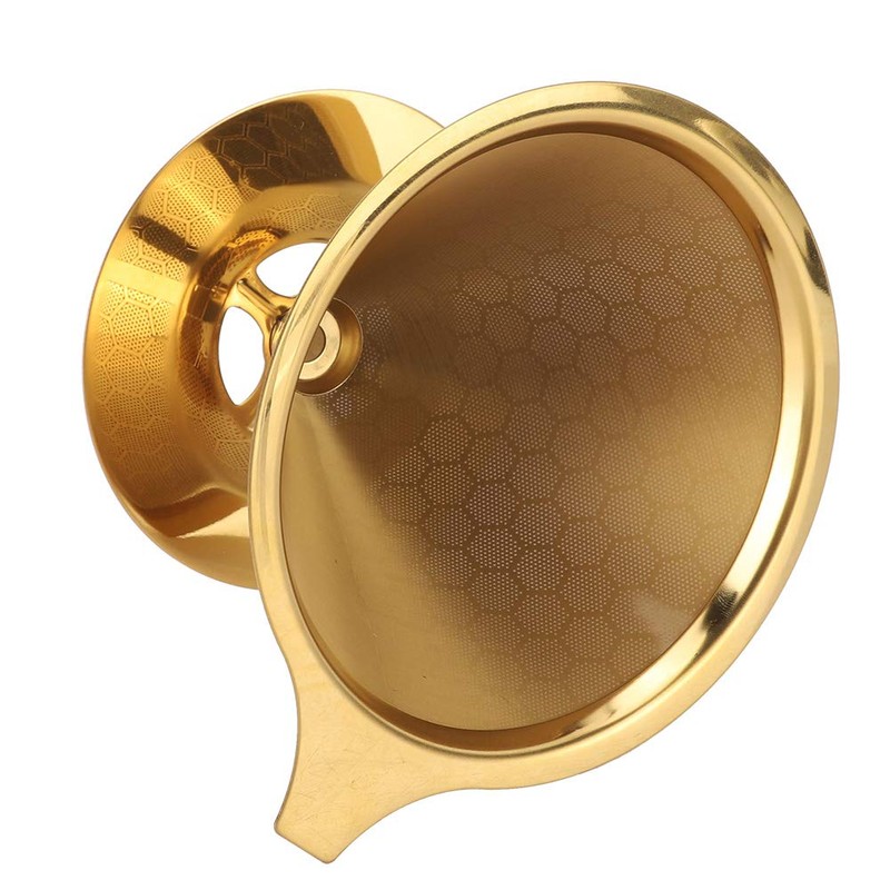 Coffee Filter, Gold Honeycomb Stainless Steel Reusable Pour-Over Coffee Filter