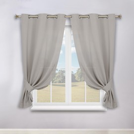 Superior Blackout Curtains, Room Darkening, Bedroom, Drapes, Kitchen, Living Room Window Accents, Sun Blocking, Thermal, 2 Pack, Solid Blackout Curtains, Set of 2, 46" x 63", Chrome