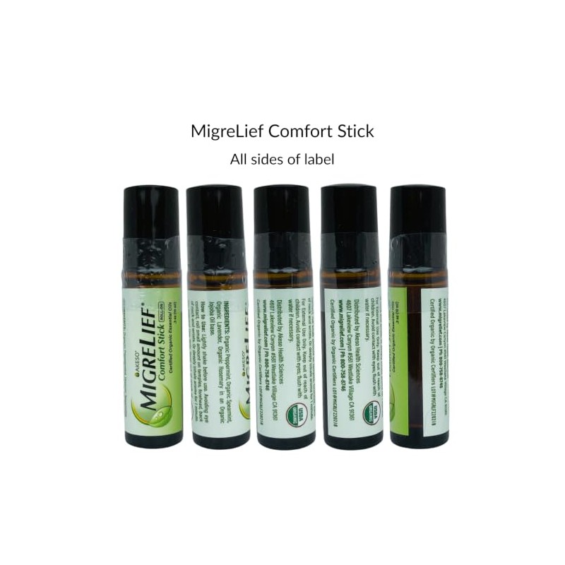 Migrelief Comfort Stick Migraña Dolor Cabeza Aceite Esencial Roll Menta