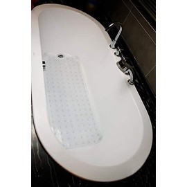 YK Decor Non Slip Bath Tub Mat Anti-Bacterial Bathtub Mats Slip-Resistant Shower Mats Non-Toxic PVC & BPA-Free Anti Bacterial Machine Washable Safety Bath Mat with Suction Cups (Clear-40x16)