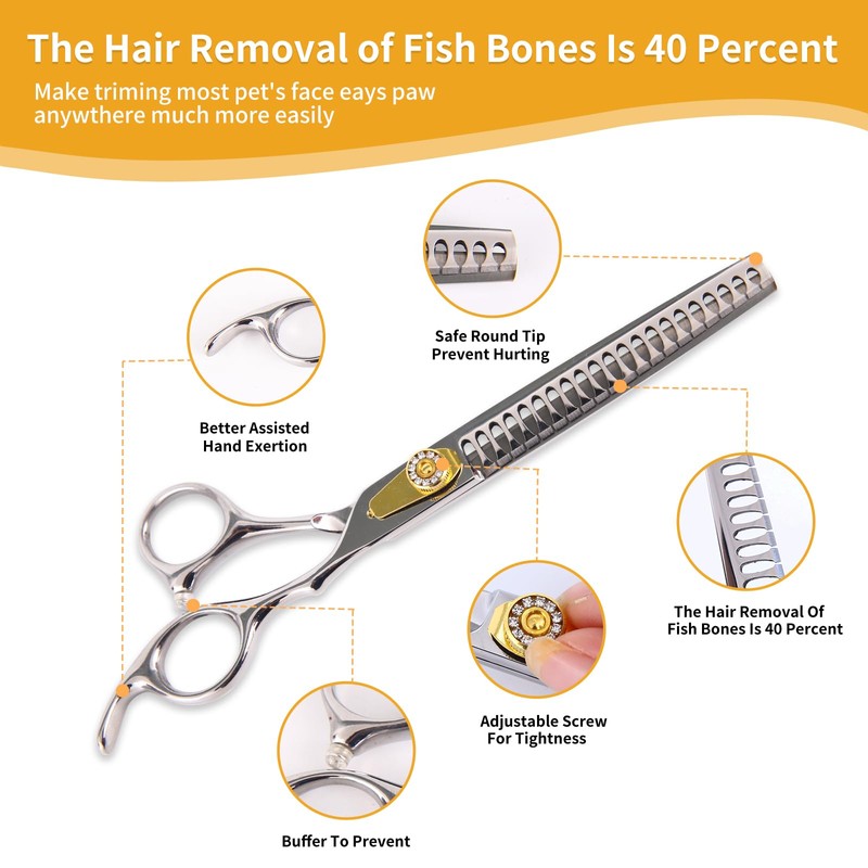 7 Inch Professional Dog Grooming Scissors Kit, 6-in-1 Pet Grooming