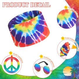 Silicherry 3 Pcs Hippie Porch Goose Outfit for 23''/ 17'' Plastic Lawn Goose Statue Costume 70s Tie Dye Rainbow Leopard Clothes Hippie Headband Necklace Sunglasses for Outdoor Patio Yard Lawn