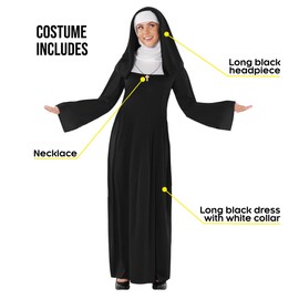 Fun Shack Female Nun Costume, Nuns Fancy Dress Costume, Nun Outfit Women, Nun Costumes for Women, Nun Fancy Dress Accessories Large