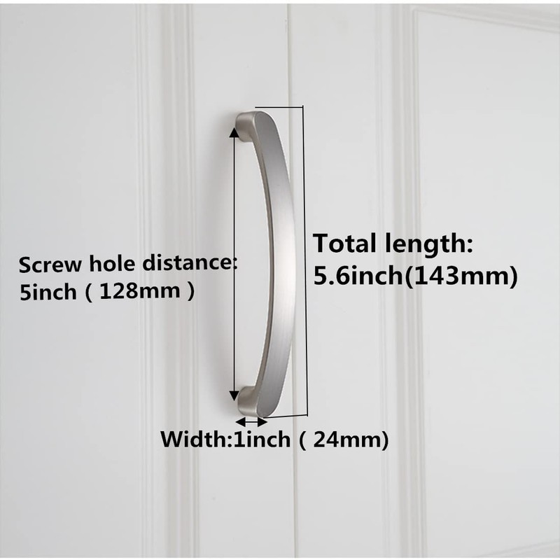 10 x Brushed Nickel Kitchen Door Drawer Pull Handles (128mm)