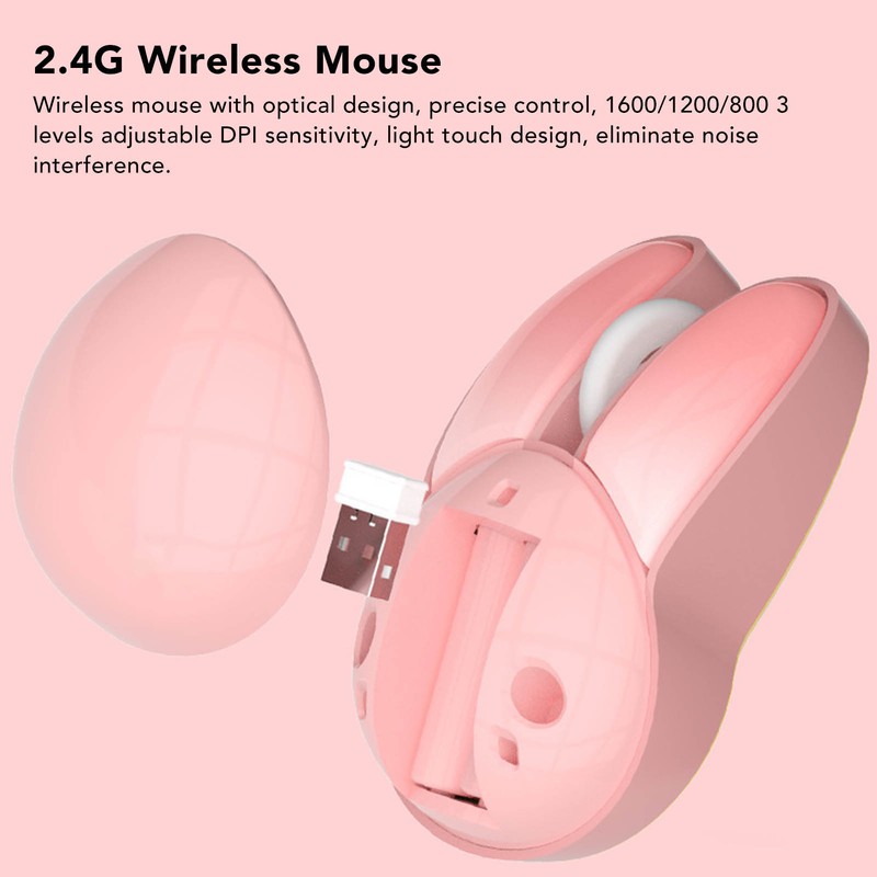 Cute Rabbit Wireless Mouse 2.4G Adjustable DPI Sensitivity 33ft Effective