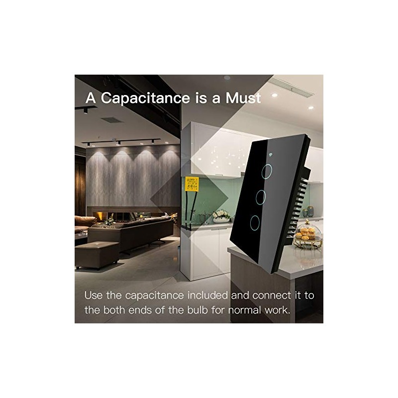 MoesGo Interruptor inteligente 2ª generación WiFi RF433 Smart Touch Wall