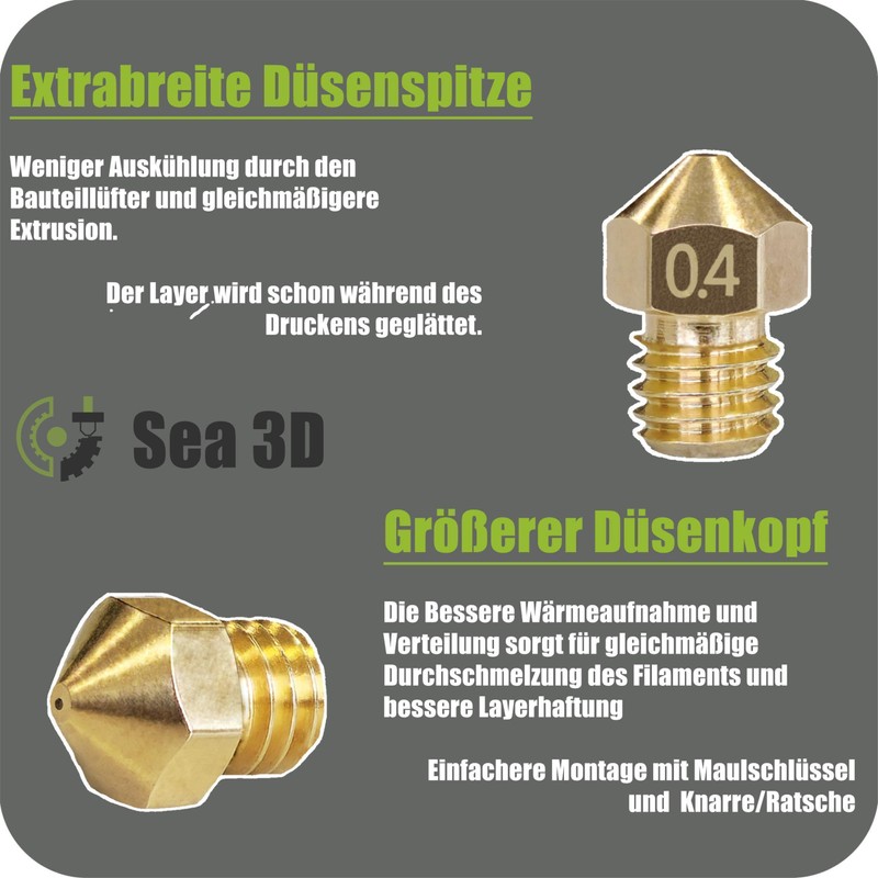 Sea 3D 5 x 0.6 mm MK8 Creality and Tronxy