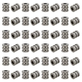 UNICRAFTALE 60pcs Stainless Steel Column Beads Groove Spacer Beads Parachute Cord Bead Lanyard Beads 3mm Large Hole Beads for Bracelet Necklace Jewelry Making Necklace Repair
