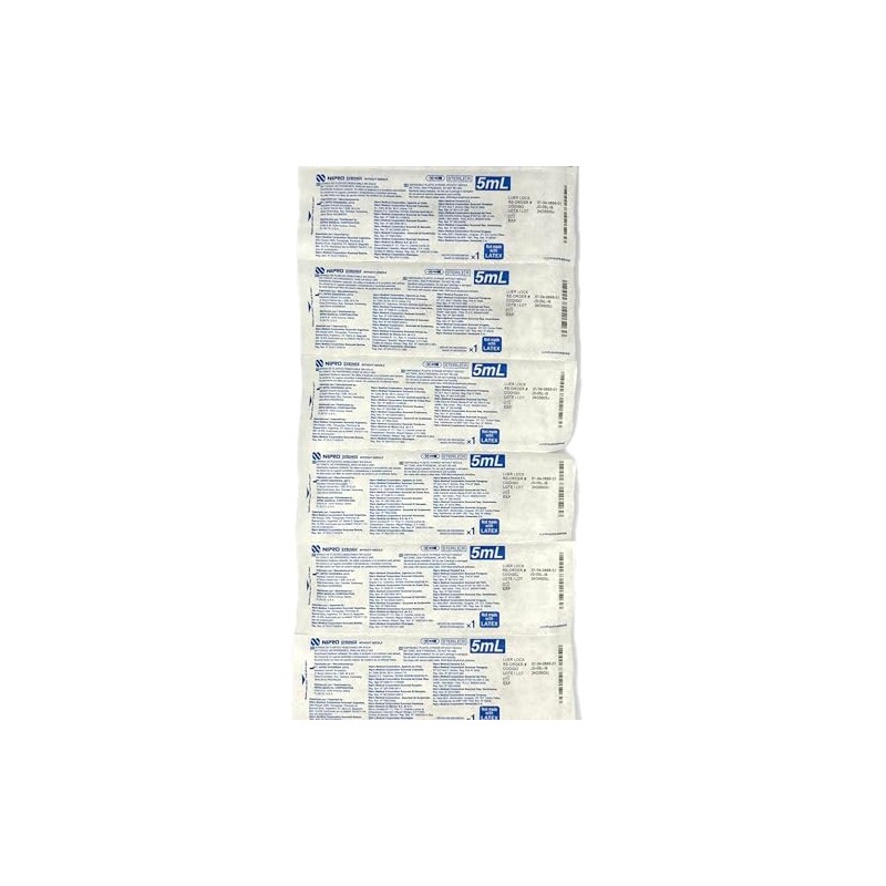 Nipro 100 Jeringas De Plástico 5 Ml Sin Aguja Grado