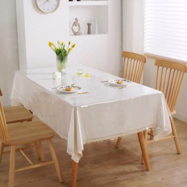 Tayuvira PVC Transparent Tablecloth, 0.13 mm, Washable, Waterproof, Greaseproof, Table Protector, Clear Tablecloth, Plastic Tablecloth for Outdoor Kitchen, Picnic (140 x 100 cm)