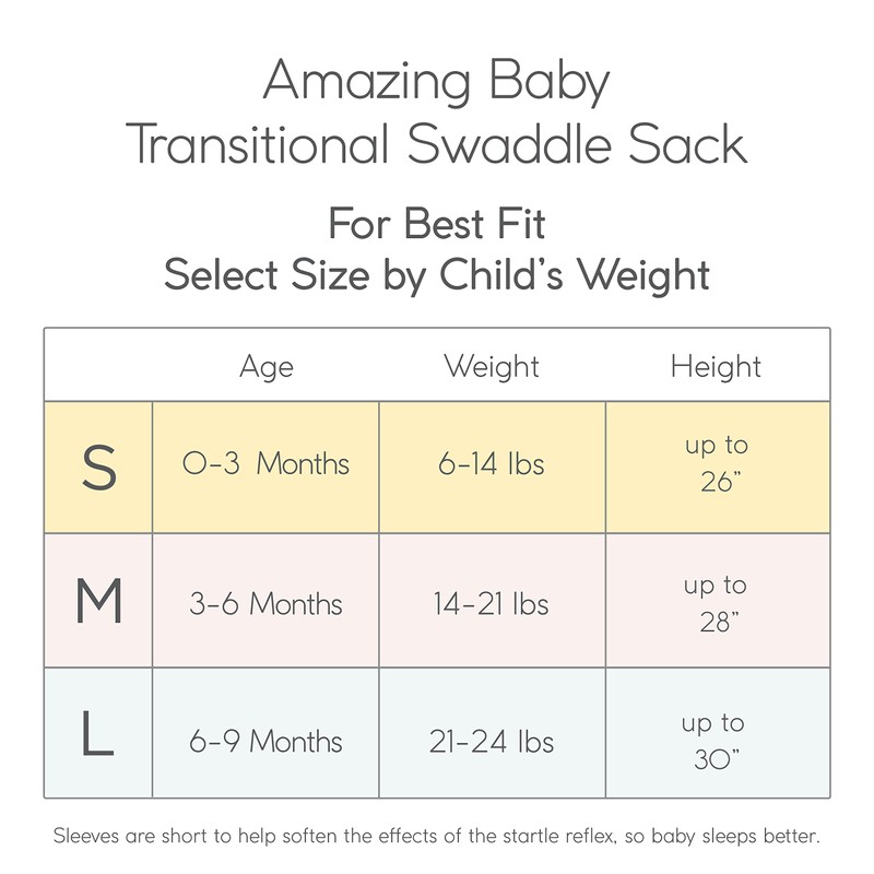 Amazing Baby Transitional Swaddle Sack with Arms Up Half-Length Sleeves