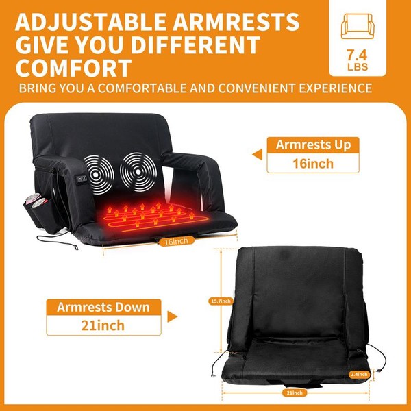 MOPHOTO Heated Massage Stadium Seats, Bleacher Seat with Back &
