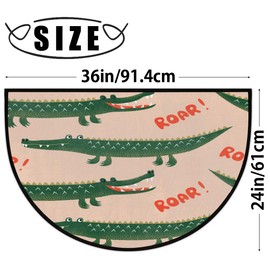 POFATO Funny Crocodiles Half Round Door Mat Non-Slip Doormat Outdoor Welcome Entrance Absorbent Washable Indoor Outdoor Dront Door Mat Half Circle Rugs Floor Entry Home Decor 36x24 inch
