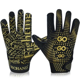 SECHAND Youth Flag Football Gloves - Sticky Receiver Gloves for Kids Boys and Girls (Gold, YL)