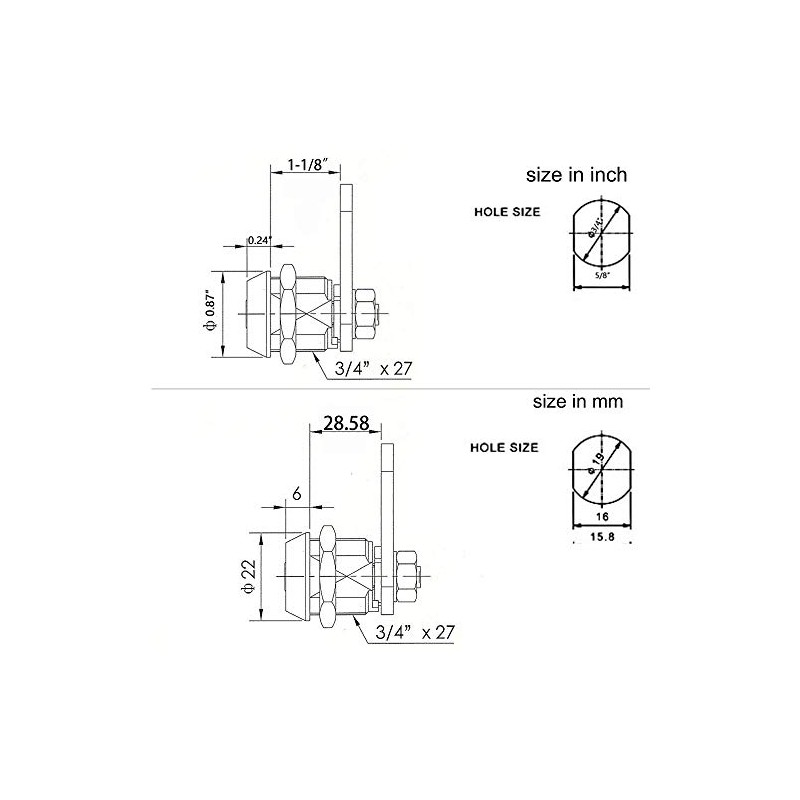 Homak Toolbox Lock Replacement Lock Tubular Cam Lock 2 Keys