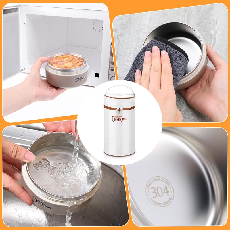 mekueeex 3 Pcs Portable Insulated Lunch Container Set for Adult,
