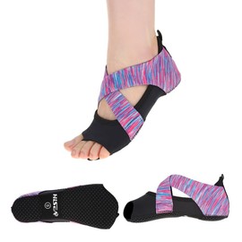 Yoga Socks,Women Non-slip Pilates Ballet Socks Barre Soft Wrap Dance Training Shoes Half Toe Grip for Ballet Yoga Pilates, Purple, M (37-38)