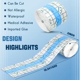 Transparent Dressing Adhesive Bandage Waterproof Clear Adhesive Bandages Stretch Tape for Tattoos Swimming (2 Inch x 10.94 Yard)