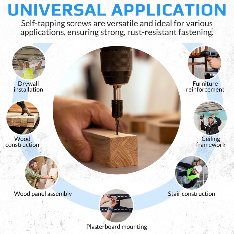 3.5 x 25 mm Black Drywall Screws, Self-Tapping, Phillips Countersunk