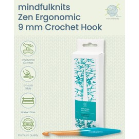 mindfulknits Premium Ergonomic Beech Wood Crochet Hook – Size US M, 9mm – 15cm Length – Wooden Crochet Hook - Knitting & Crochet Supplies for Crafting Relaxation & Stress Relief (9mm)