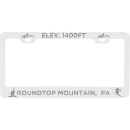 Roundtop Mountain Pennsylvania Etched Metal License Plate Frame White